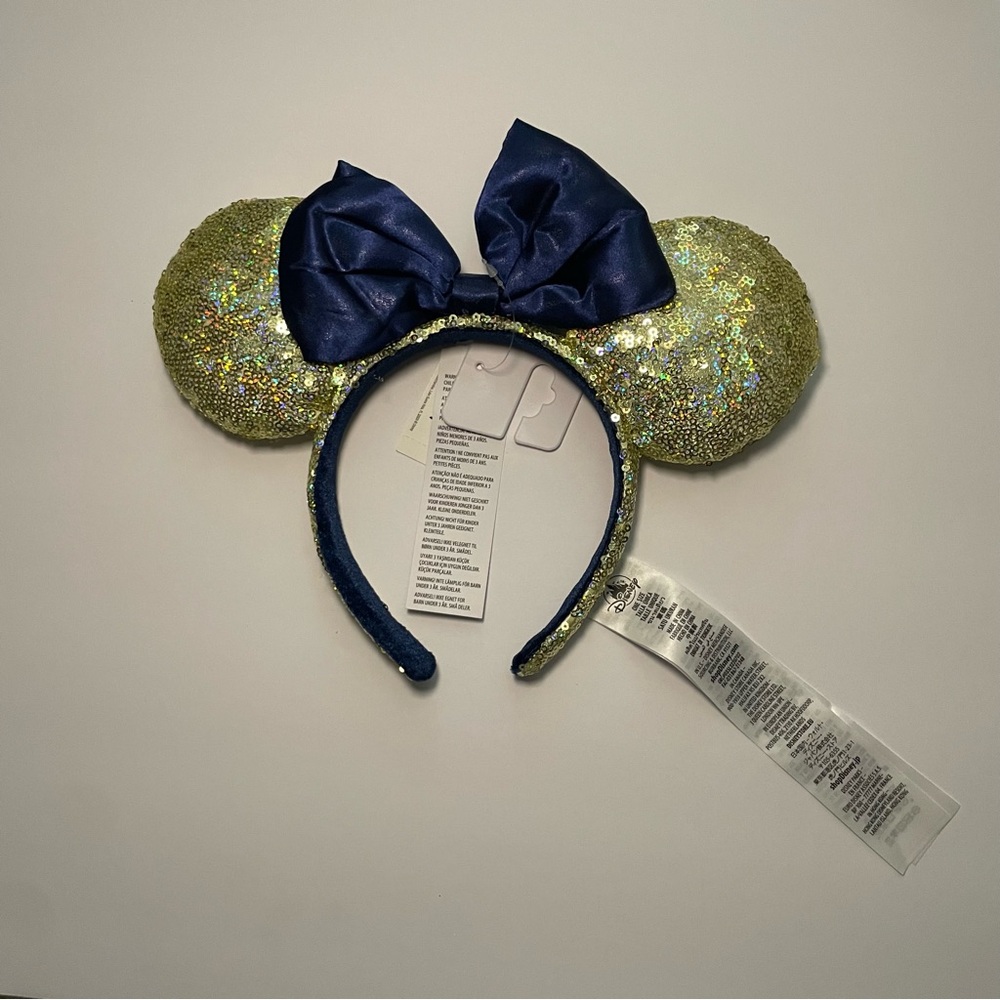 Disney Parks WDW 50th Anniversary Gold/Blue Sequin Minnie Ears Headband